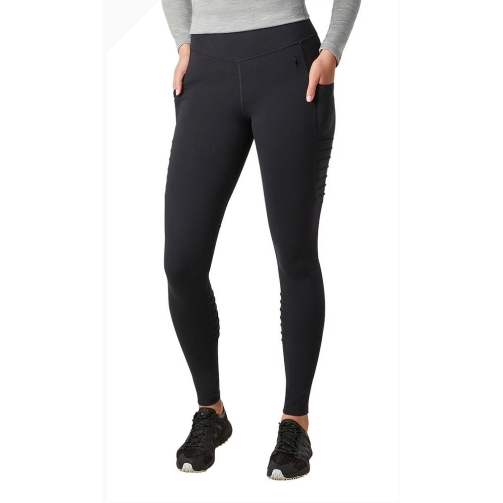 Smartwool Merino Sport Moto Tights Black Womens Large Leggings Pockets